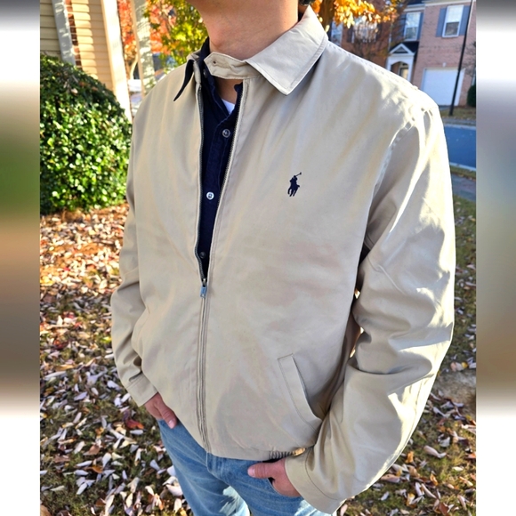 Polo Ralph Lauren Men's KHAKI Twill Bi Swing Full Zip Windbreaker Jacket NWT - Picture 2 of 5